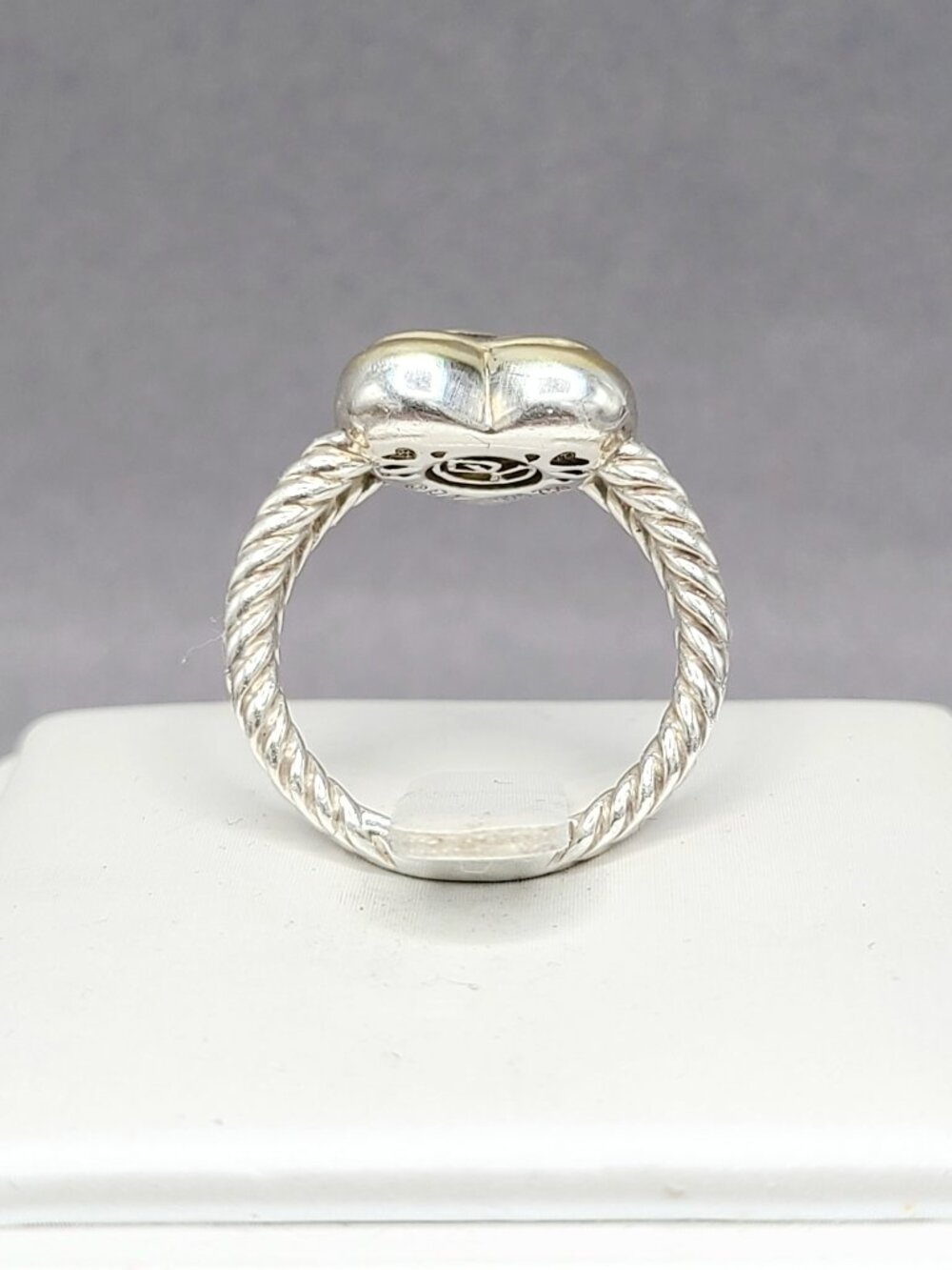 David Yurman Classic Cable Sculpted Heart Ring w/ 18K Yellow Gold - Sz 7 - RARE - Picture 7 of 12